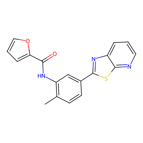 N-(2-methyl-5-{[1,3]thiazolo[5,4-b]pyridin-2-yl}phenyl)furan-2-carboxamide structure