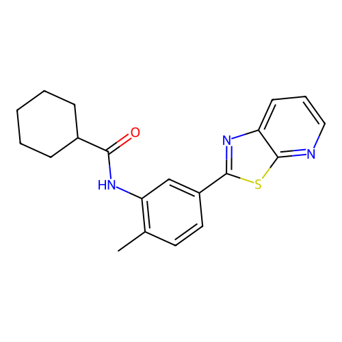 N-(2-methyl-5-(thiazolo[5,4-b]pyridin-2-yl)phenyl)cyclohexanecarboxamide structure