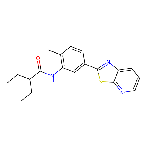 2-ethyl-N-(2-methyl-5-(thiazolo[5,4-b]pyridin-2-yl)phenyl)butanamide structure