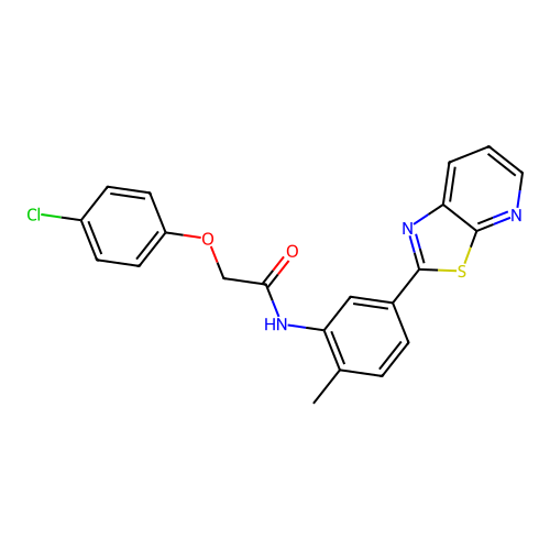 2-(4-CHLOROPHENOXY)-N-(2-METHYL-5-{[1,3]THIAZOLO[5,4-B]PYRIDIN-2-YL}PHENYL)ACETAMIDE structure