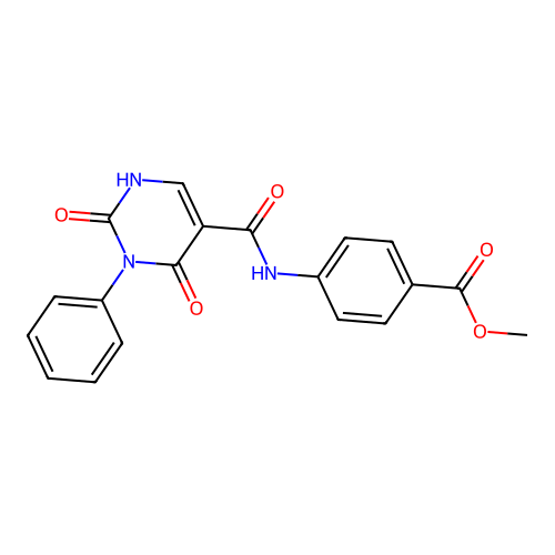 methyl 4-[(2,4-dioxo-3-phenyl-1H-pyrimidine-5-carbonyl)amino]benzoate structure