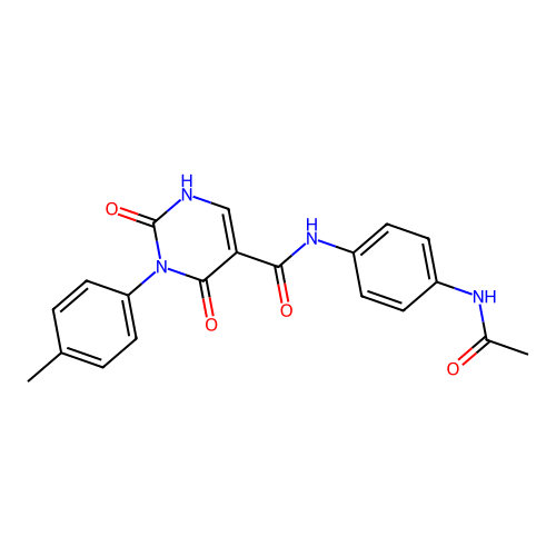 N-(4-acetamidophenyl)-3-(4-methylphenyl)-2,4-dioxo-1H-pyrimidine-5-carboxamide structure