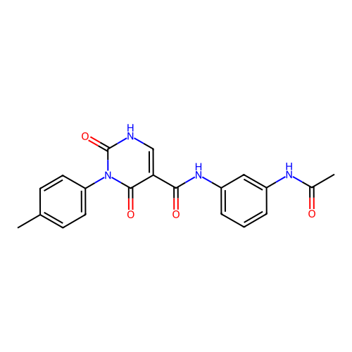 N-(3-acetamidophenyl)-3-(4-methylphenyl)-2,4-dioxo-1H-pyrimidine-5-carboxamide structure