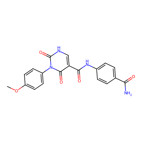N-(4-carbamoylphenyl)-3-(4-methoxyphenyl)-2,4-dioxo-1,2,3,4-tetrahydropyrimidine-5-carboxamide structure