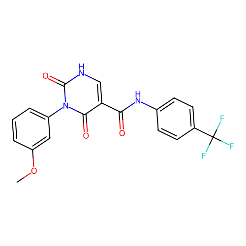 3-(3-methoxyphenyl)-2,4-dioxo-N-[4-(trifluoromethyl)phenyl]-1,2,3,4-tetrahydropyrimidine-5-carboxamide structure
