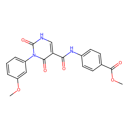 methyl 4-(3-(3-methoxyphenyl)-2,4-dioxo-1,2,3,4-tetrahydropyrimidine-5-carboxamido)benzoate structure