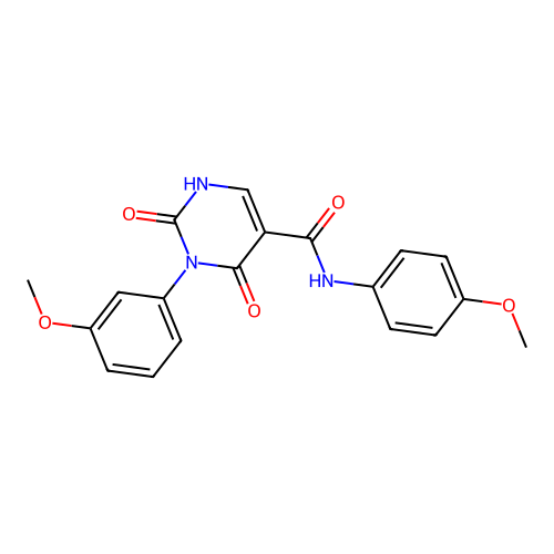3-(3-methoxyphenyl)-N-(4-methoxyphenyl)-2,4-dioxo-1,2,3,4-tetrahydropyrimidine-5-carboxamide structure