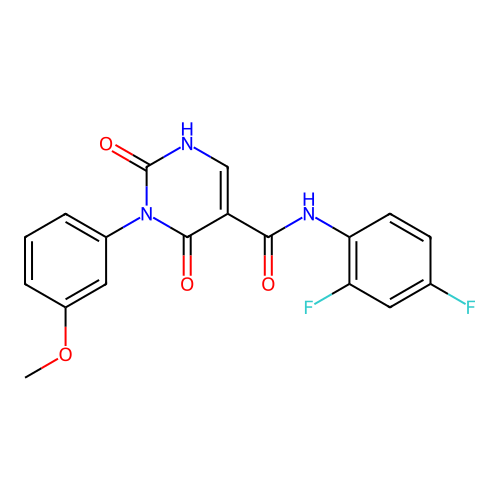 N-(2,4-difluorophenyl)-3-(3-methoxyphenyl)-2,4-dioxo-1,2,3,4-tetrahydropyrimidine-5-carboxamide structure