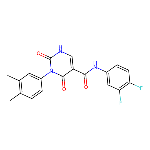 N-(3,4-difluorophenyl)-3-(3,4-dimethylphenyl)-2,4-dioxo-1,2,3,4-tetrahydropyrimidine-5-carboxamide structure