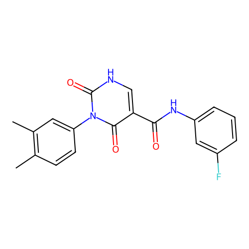 3-(3,4-dimethylphenyl)-N-(3-fluorophenyl)-2,4-dioxo-1,2,3,4-tetrahydropyrimidine-5-carboxamide structure