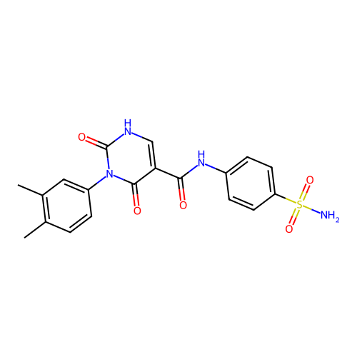 3-(3,4-dimethylphenyl)-2,4-dioxo-N-(4-sulfamoylphenyl)-1,2,3,4-tetrahydropyrimidine-5-carboxamide structure