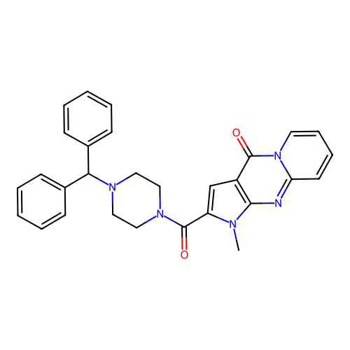 2-(4-benzhydrylpiperazine-1-carbonyl)-1-methylpyrido[1,2-a]pyrrolo[2,3-d]pyrimidin-4(1H)-one structure