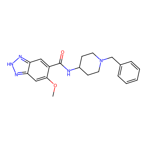 N-(1-benzylpiperidin-4-yl)-6-methoxy-2H-benzotriazole-5-carboxamide structure