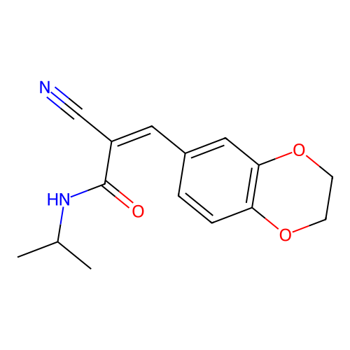 2-cyano-3-(2,3-dihydro-1,4-benzodioxin-6-yl)-N-(propan-2-yl)prop-2-enamide structure