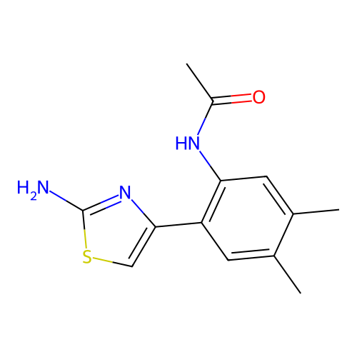 N-[2-(2-amino-1,3-thiazol-4-yl)-4,5-dimethylphenyl]acetamide structure