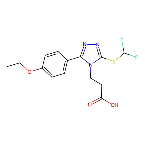 3-{3-[(difluoromethyl)sulfanyl]-5-(4-ethoxyphenyl)-4H-1,2,4-triazol-4-yl}propanoic acid structure