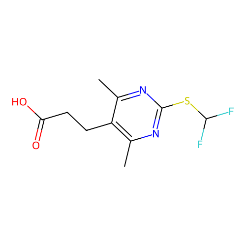 3-{2-[(Difluoromethyl)sulfanyl]-4,6-dimethylpyrimidin-5-yl}propanoic acid structure