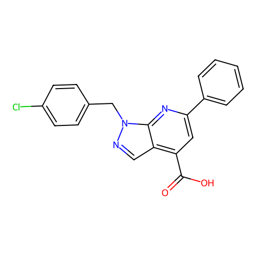 1-((4-Chlorophenyl)methyl)-6-phenyl-1H-pyrazolo(3,4-b)pyridine-4-carboxylic acid structure