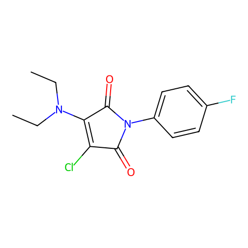 3-chloro-4-(diethylamino)-1-(4-fluorophenyl)-2,5-dihydro-1H-pyrrole-2,5-dione structure