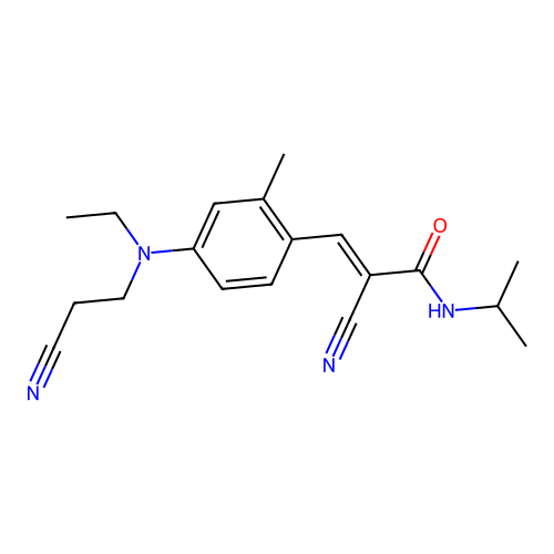 (E)-2-cyano-3-[4-[2-cyanoethyl(ethyl)amino]-2-methylphenyl]-N-propan-2-ylprop-2-enamide structure