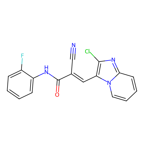 3-{2-chloroimidazo[1,2-a]pyridin-3-yl}-2-cyano-N-(2-fluorophenyl)prop-2-enamide structure