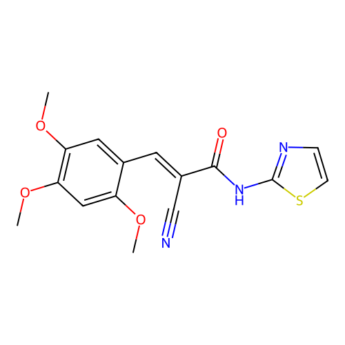 2-cyano-N-(1,3-thiazol-2-yl)-3-(2,4,5-trimethoxyphenyl)prop-2-enamide structure