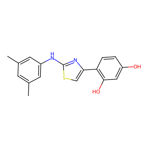 4-{2-[(3,5-Dimethylphenyl)amino]-1,3-thiazol-4-yl}benzene-1,3-diol structure