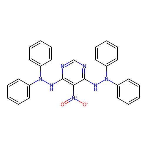 4,6-Bis(2,2-diphenylhydrazino)-5-nitropyrimidine structure
