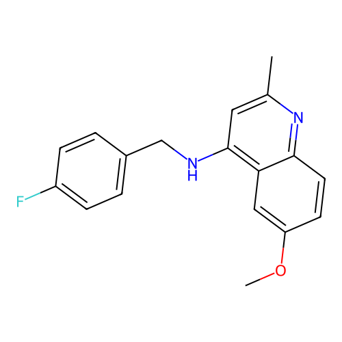N-[(4-fluorophenyl)methyl]-6-methoxy-2-methylquinolin-4-amine structure