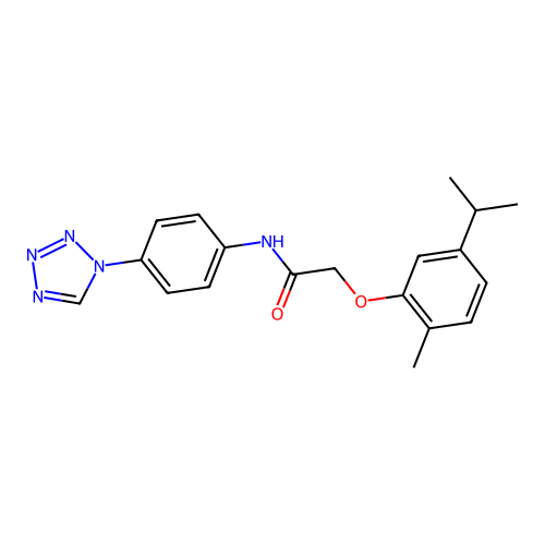 2-(2-methyl-5-propan-2-ylphenoxy)-N-[4-(tetrazol-1-yl)phenyl]acetamide structure