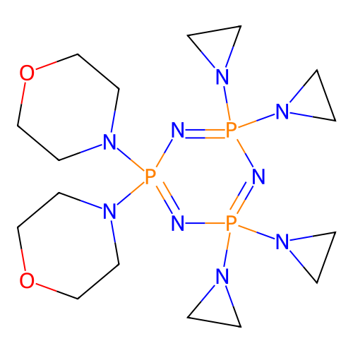 1,3,5,2,4,6-Triazatriphosphorine, 2,2,4,4,6,6-hexahydro-6,6-di-4-morpholinyl-2,2,4,4-tetrakis(1-aziridinyl)- structure