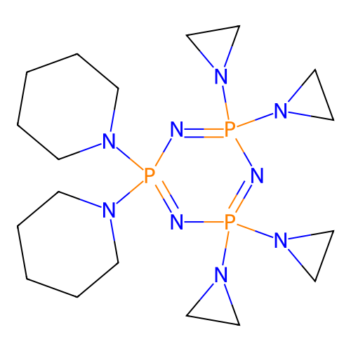 1,3,5,2,4,6-Triazatriphosphorine, 2,2,4,4,6,6-hexahydro-6,6-di-1-piperidinyl-2,2,4,4-tetrakis(1-aziridinyl)- structure