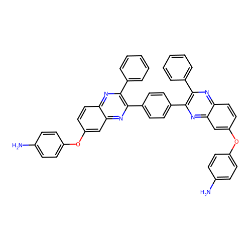 4,4'-(1,4-Phenylenebis((3-phenyl-2,7-quinoxalinediyl)oxy))bis(benzenamine) structure