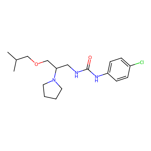 Urea, N-(4-chlorophenyl)-N'-(3-(2-methylpropoxy)-2-(1-pyrrolidinyl)propyl)- structure