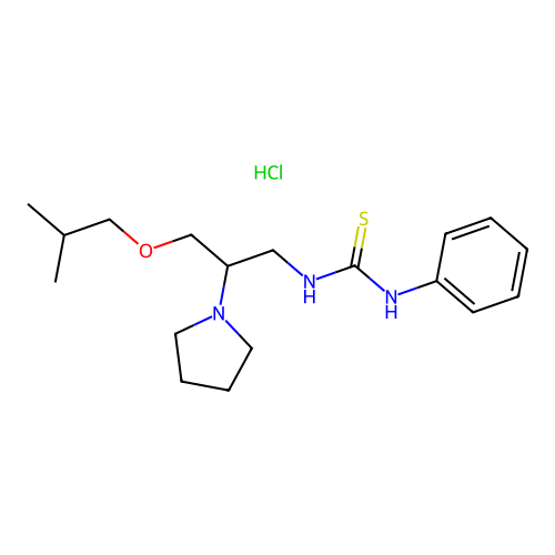 N-(3-(2-Methylpropoxy)-2-(1-pyrrolidinyl)propyl)-N'-phenylthiourea monohydrochloride structure