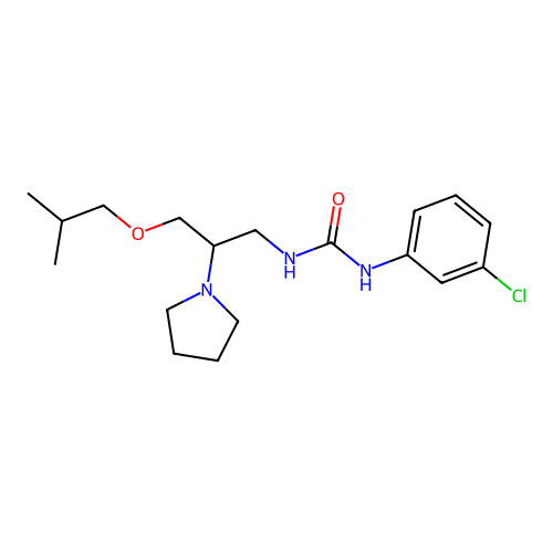 Urea, N-(3-chlorophenyl)-N'-(3-(2-methylpropoxy)-2-(1-pyrrolinyl)propyl)- structure