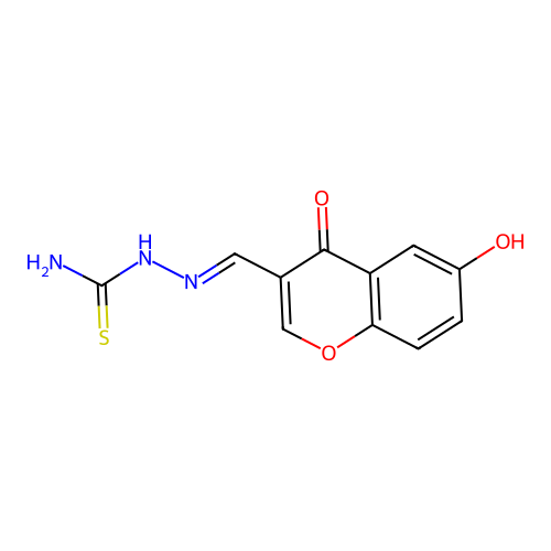 (E)-2-((6-hydroxy-4-oxo-4H-chromen-3-yl)methylene)hydrazinecarbothioamide structure