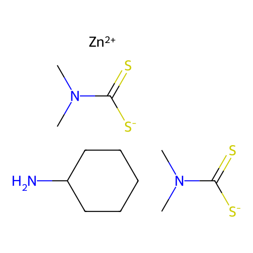 Zinc, (cyclohexanamine)bis(dimethylcarbamodithioato-kappaS,kappaS')- structure