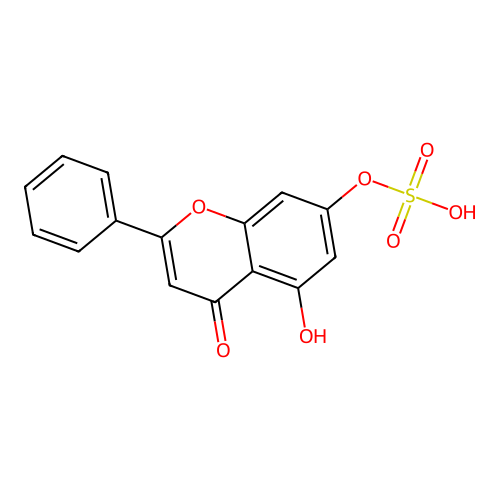 5-Hydroxy-2-phenyl-7-(sulfooxy)-4H-1-benzopyran-4-one structure