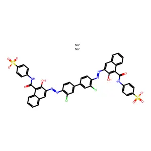 disodium;4-[[3-[[2-chloro-4-[3-chloro-4-[[3-hydroxy-4-[(4-sulfonatophenyl)carbamoyl]naphthalen-2-yl]diazenyl]phenyl]phenyl]diazenyl]-2-hydroxynaphthalene-1-carbonyl]amino]benzenesulfonate structure