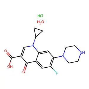 Ciprofloxacin hydrochloride monohydrate structure