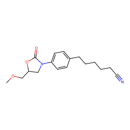 Benzenehexanenitrile, 4-(5-(methoxymethyl)-2-oxo-3-oxazolidinyl)- structure