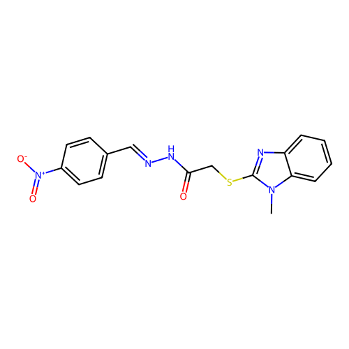 2-[(1-methyl-1H-benzimidazol-2-yl)sulfanyl]-N'-[(E)-(4-nitrophenyl)methylidene]acetohydrazide structure