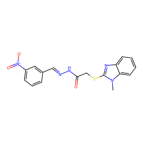 2-[(1-methyl-1H-benzimidazol-2-yl)sulfanyl]-N'-[(E)-(3-nitrophenyl)methylidene]acetohydrazide structure