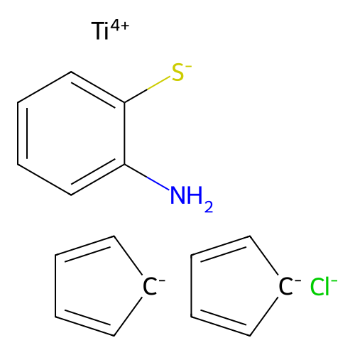 Titanium(IV), ((o-aminophenyl)thiolato)chlorodi(pi-cyclopentadienyl)- structure