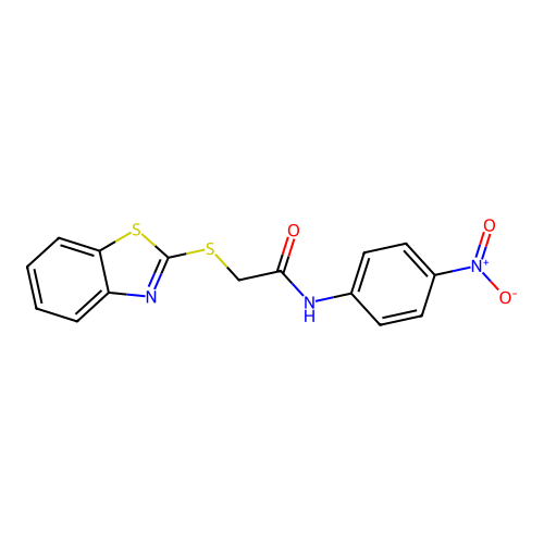 2-(1,3-benzothiazol-2-ylsulfanyl)-N-(4-nitrophenyl)acetamide structure