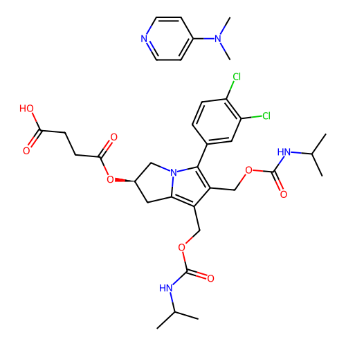 4-[[(2R)-5-(3,4-dichlorophenyl)-6,7-bis(propan-2-ylcarbamoyl structure