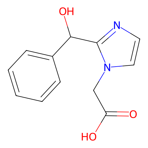 2-[2-[Hydroxy(phenyl)methyl]imidazol-1-yl]acetic acid structure