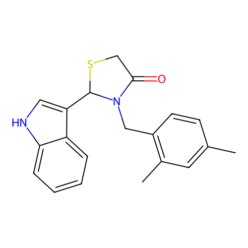 4-Thiazolidinone, 3-((2,4-dimethylphenyl)methyl)-2(1H-indol-3-yl)- structure