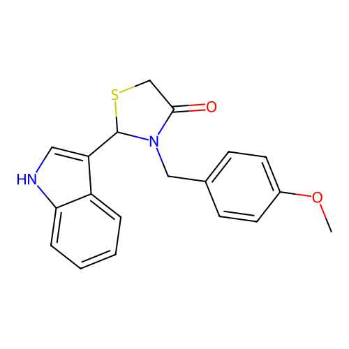 4-Thiazolidinone, 2-(1H-indol-3-yl)-3-((4-methoxyphenyl)methyl)- structure